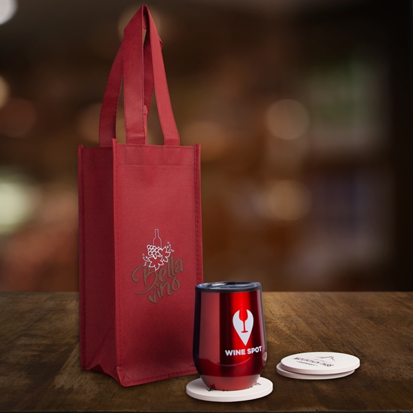 5" x 12" x 5.15" 80GSM non-woven polypropylene wine bottle bag... from ASI 62088 IDProductsource