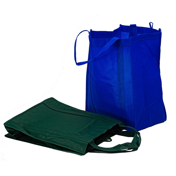 Durable non-woven shopper tote with plastic stability insert. Ideal for groceries,... from ASI 67075 Leprechaun Promotions, LLC
