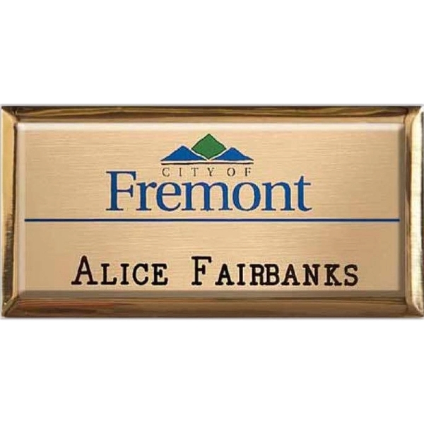 1" x 3" brass full-color name badge with three lines of... from ASI 61966 HPG / Beacon Promotions HPG Gold