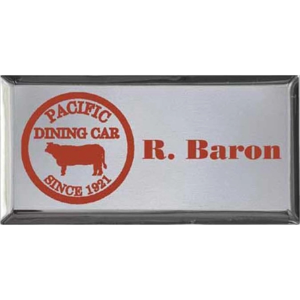1" x 3" .020" metal-aluminum executive name badge with locking pinback,... from ASI 61966 HPG / Beacon Promotions HPG Gold