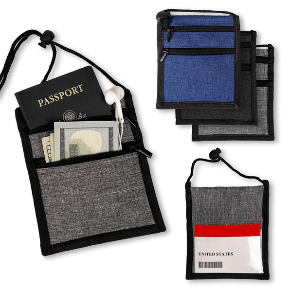 Stylish heathered dual zippered badge holder neck wallet... from ASI 34800 Alstar Creations / Alstar Line