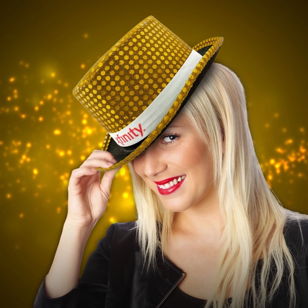 Sequined top hat with imprintable hat band.... from ASI 42016 Brighter Promotions Inc / Chemical Light™