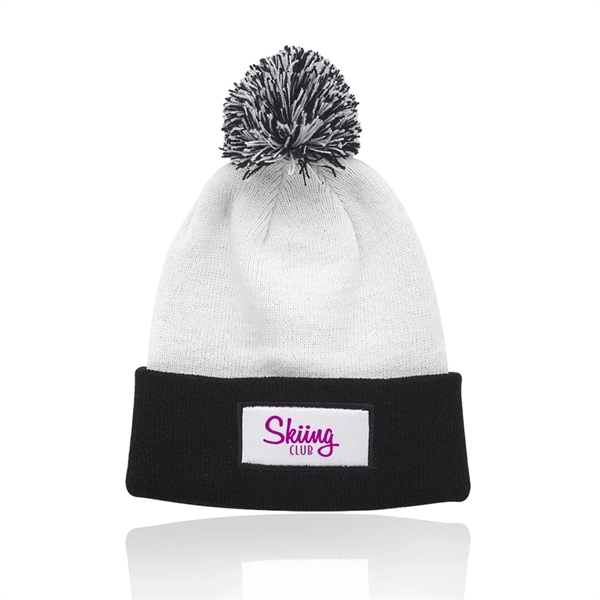 Two tone beanies with white body, colored cuff, matching pompom and... from ASI 39552 BEL Promo