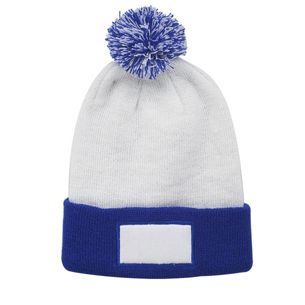 Two tone beanies with white body, colored cuff, matching pompom and... from ASI 39552 BEL Promo