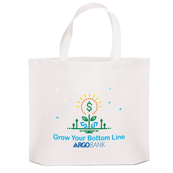 Budget non woven tote with heat-sealed handles.... from ASI 37940 Bag Makers Inc