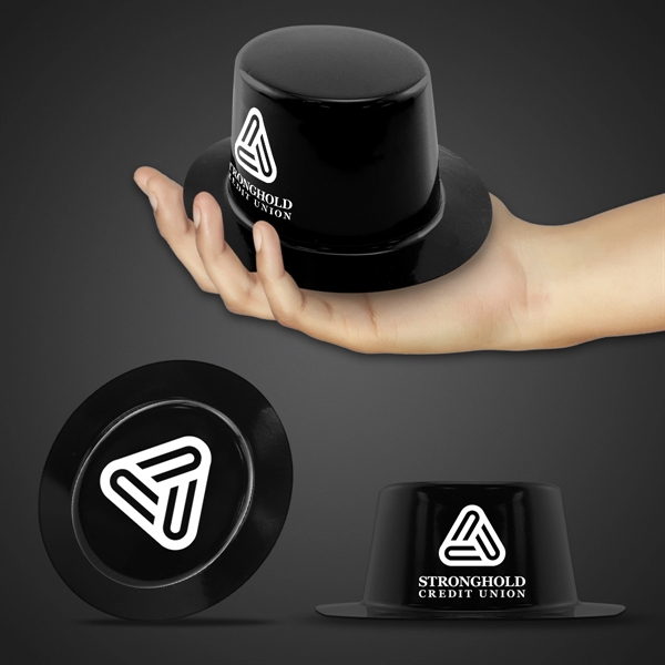 4 3/4" x 2" miniature black plastic top hats; sold by... from ASI 42016 Brighter Promotions Inc