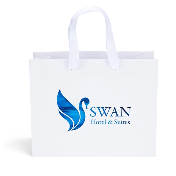 Ribbon handle matte Eurotote with fold-over top. Handles measure 3/4"W x... from ASI 37940 Bag Makers Inc