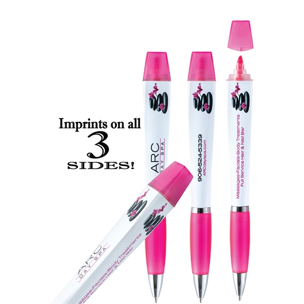 2-in-1 twist-action pen with a triangular barrel, a highlighter, and comfort... from ASI 90859 Tempo Industries Inc / Tempoline