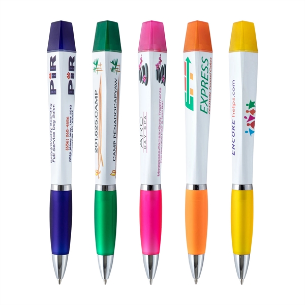 2-in-1 twist-action pen with a triangular barrel, a highlighter, and comfort... from ASI 90859 Tempo Industries Inc / Tempoline