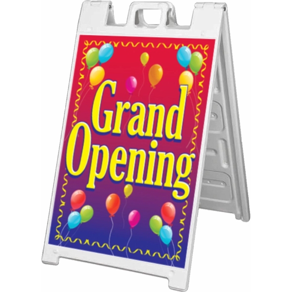 Heavy Duty plastic A-frame sandwich board sign with matte laminated custom... from ASI 30442 Above & Beyond Advertising Products / PromoAdLine