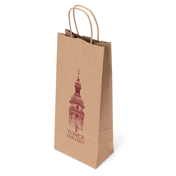Eco-friendly brown kraft paper shopper wine bag with twisted paper handles... from ASI 37940 Bag Makers Inc