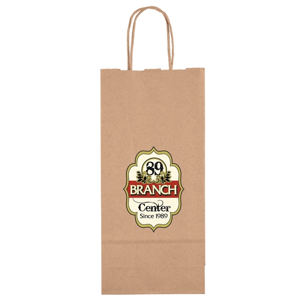 Eco-friendly brown kraft paper shopper wine bag with twisted paper handles... from ASI 37940 Bag Makers Inc