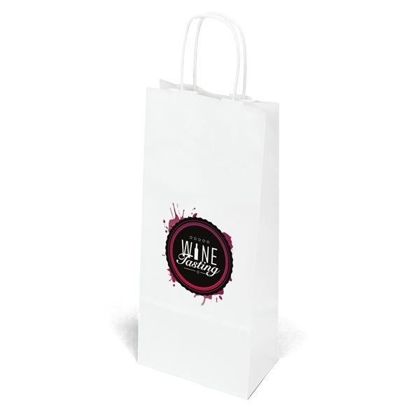 White kraft paper shopper wine bag with twisted paper handles and... from ASI 37940 Bag Makers Inc