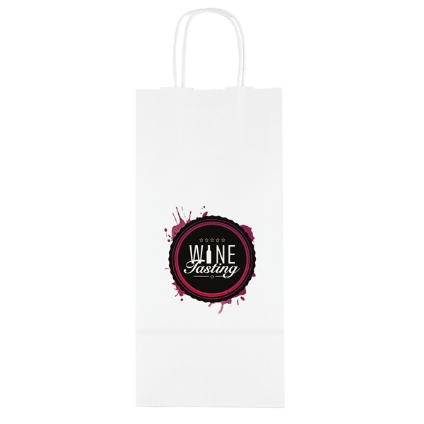 White kraft paper shopper wine bag with twisted paper handles and... from ASI 37940 Bag Makers Inc