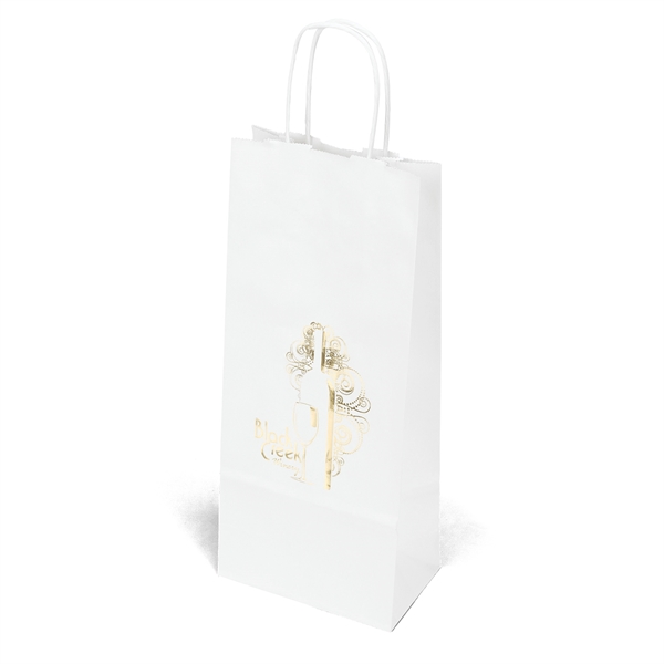 White kraft paper shopper wine bag with twisted paper handles and... from ASI 37940 Bag Makers Inc