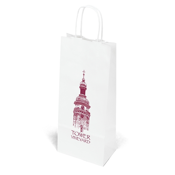 White kraft paper shopper wine bag with twisted paper handles and... from ASI 37940 Bag Makers Inc