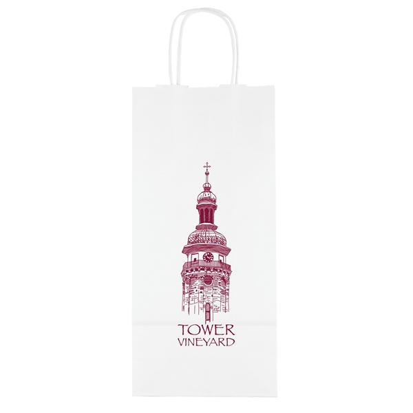 White kraft paper shopper wine bag with twisted paper handles and... from ASI 37940 Bag Makers Inc