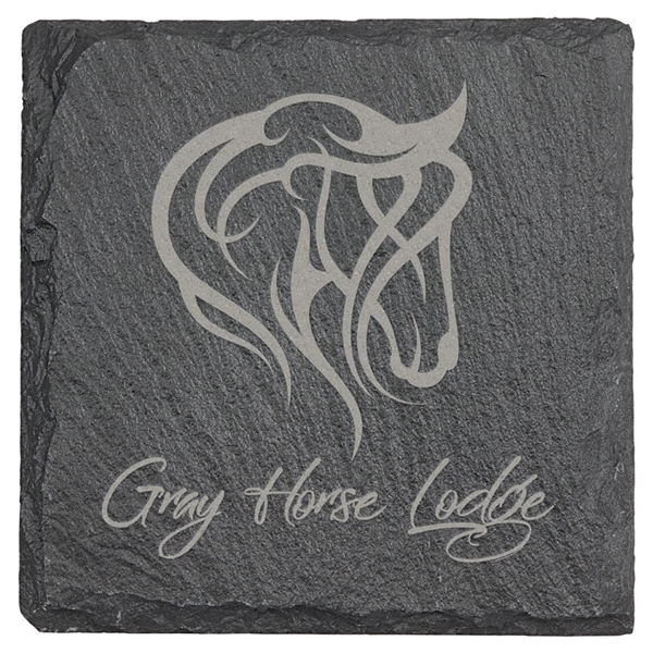 Square Shape Slate Coaster 4" x 4"... from ASI 72657 Active Life Promo / Apres Ski Ingrain Promo