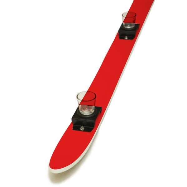 Customizable wood shot glass holder shaped like a ski that measures... from ASI 72657 Active Life Promo / Apres Ski