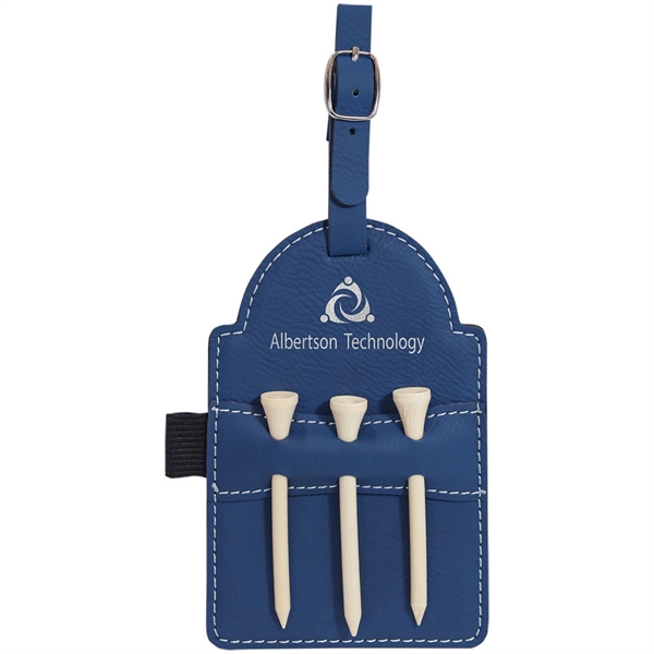 Laserable Leatherette Golf Bag Tag with 3 Wooden Tees... from ASI 72657 Active Life Promo / Active Life Promo Ingrain Promo