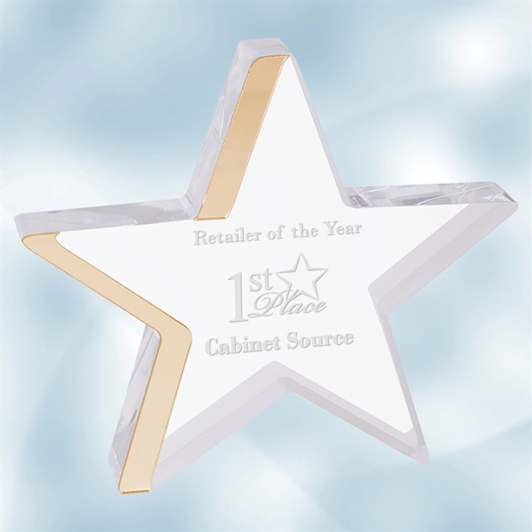 This beautiful Acrylic Star Award and Trophy with a Gold Edge... from ASI 47791 Best Deal Awards