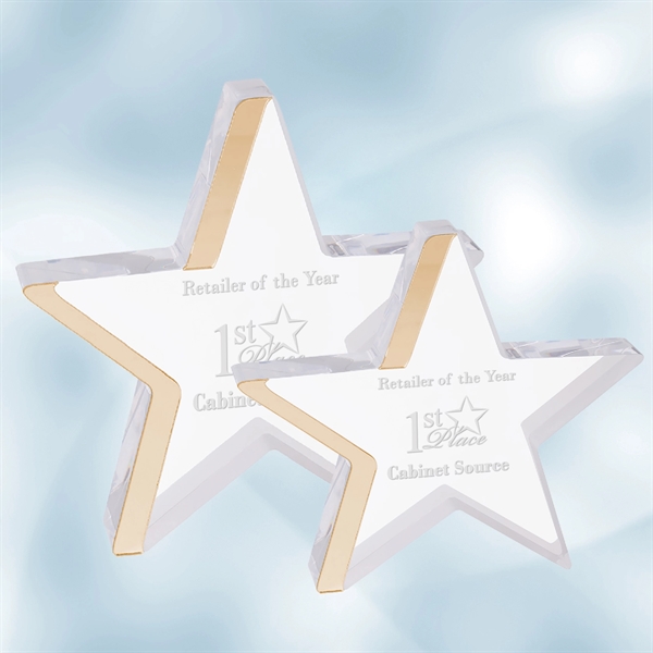 This beautiful Acrylic Star Award and Trophy with a Gold Edge... from ASI 47791 Best Deal Awards