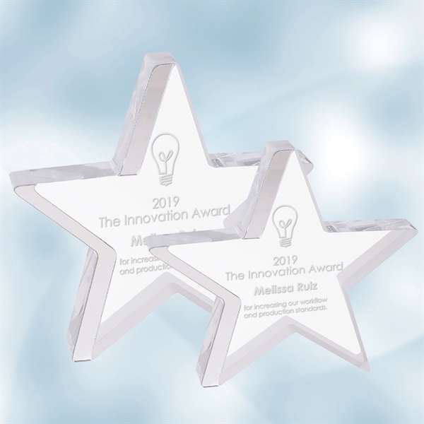 This beautiful Acrylic Star Award and Trophy with a Silver Edge... from ASI 47791 Best Deal Awards