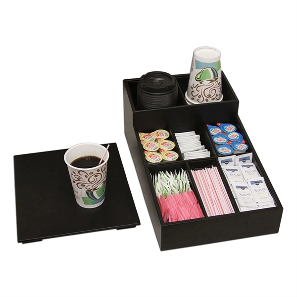 Black coffee condiment organizer made of leatherette material.... from ASI 48125 Dacasso / DaCasso