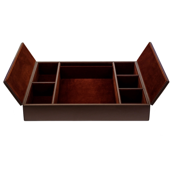 Chocolate brown enhanced conference room organizer made of leatherette material.... from ASI 48125 Dacasso / DaCasso