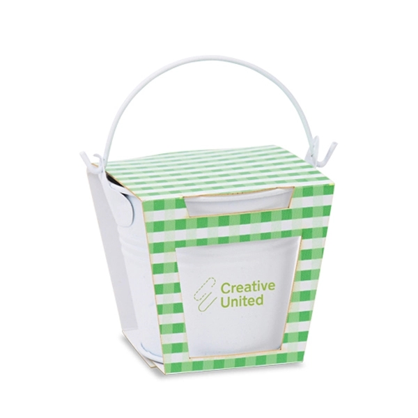 Mini bucket planter kit featuring a soil disk, seed packet and... from ASI 54100 Fields Manufacturing Inc / Sprout Tyme Line by American Greenwood