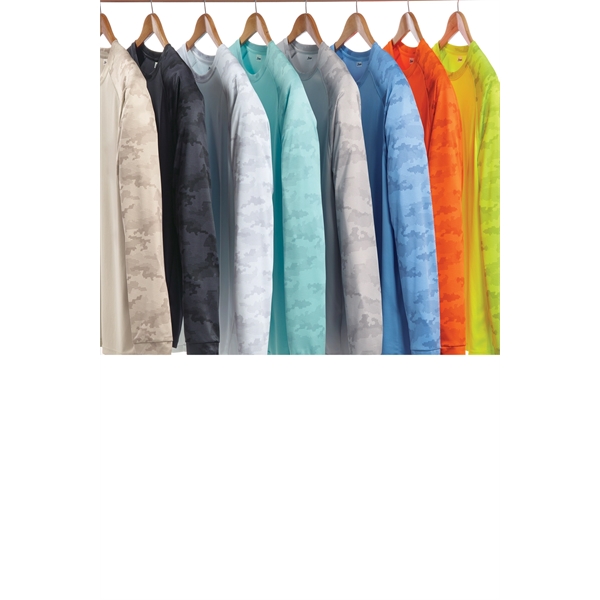 Cayman Hex Camo Performance Long Sleeve Tee with UPF 50+ protection.... from ASI 85988 Century Place Apparel