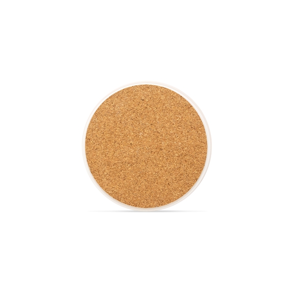 4 round white ceramic stone coasters with non-slip cork back. Great... from ASI 34040 Alexander Mfg Co