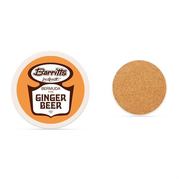 4 round white ceramic stone coasters with non-slip cork back. Great... from ASI 34040 Alexander Mfg Co