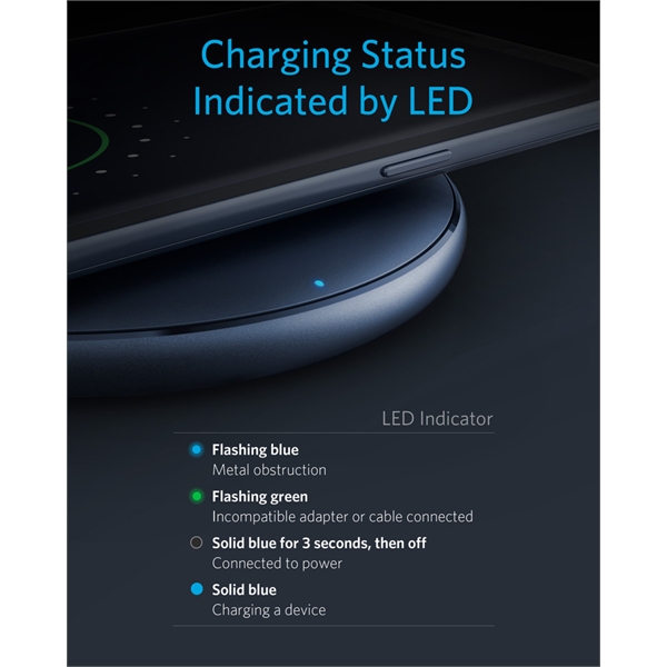 10W Qi wireless charger with LED indicator light.... from ASI 56070 Gemline / Gemline®