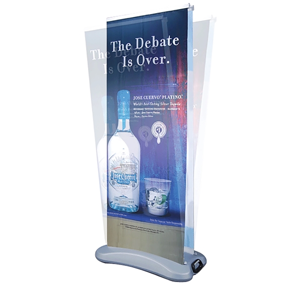 80" x 33.5" vinyl, aluminum and plastic retractable double-sided banner wheeled... from ASI 36558 Aprons, Etc.
