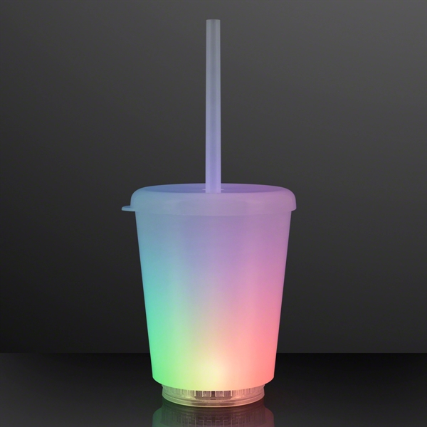 12 Oz. Short Tumbler Light Up Cup with Lid & Straw;... from ASI 34194 ALightPromos