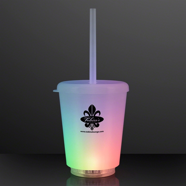 12 Oz. Short Tumbler Light Up Cup with Lid & Straw;... from ASI 34194 ALightPromos