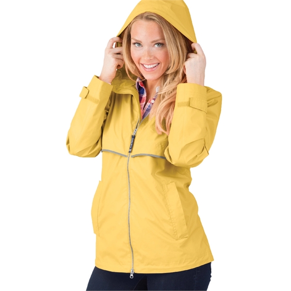 Women's wind and waterproof rain jacket with hood and 2-way zipper.... from ASI 44620 Charles River Apparel