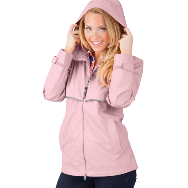 Women's wind and waterproof rain jacket with hood and 2-way zipper.... from ASI 44620 Charles River Apparel