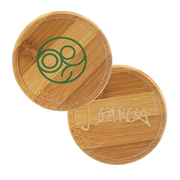 3 1/4" round beverage coaster made of lacquer-coated, sustainable, eco-friendly bamboo.... from ASI 57655 STOPNGO Line