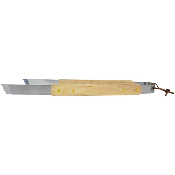 13 1/2" BBQ tongs with a wooden handle, heavy-duty construction and... from ASI 38120 Ball Pro / Diversified Quality Kitchenware