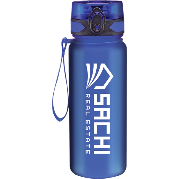 25 oz. plastic water bottle with frost finish and a flip-open... from ASI 71920 Moderne Glass Company Inc / Glass America®