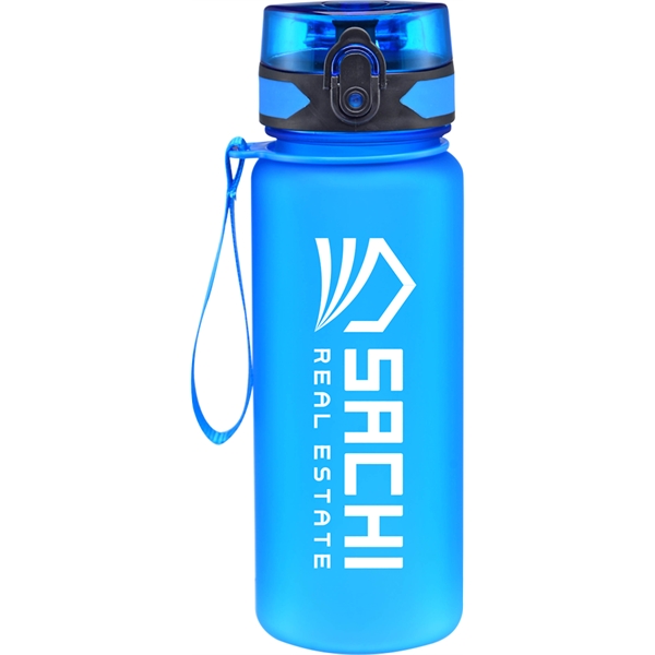 25 oz. plastic water bottle with frost finish and a flip-open... from ASI 71920 Moderne Glass Company Inc / Glass America®