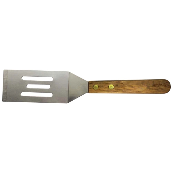 8" x 1 5/8" slotted spatula with a wood handle and... from ASI 38120 Ball Pro / Diversified Quality Kitchenware