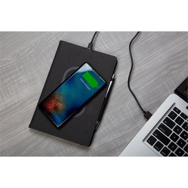 5.75" x 8.75" refillable journal with wireless charging pad on the... from ASI 91340 Journalbooks/Timeplanner Calendars