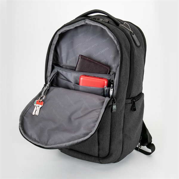 Heathered polyester backpack with space for 17" laptop, zip closure and... from ASI 88060 Snugz/USA Inc / Sweda®