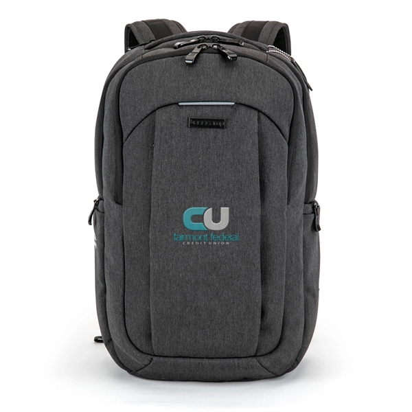 Heathered polyester backpack with space for 17" laptop, zip closure and... from ASI 88060 Snugz/USA Inc / Sweda®