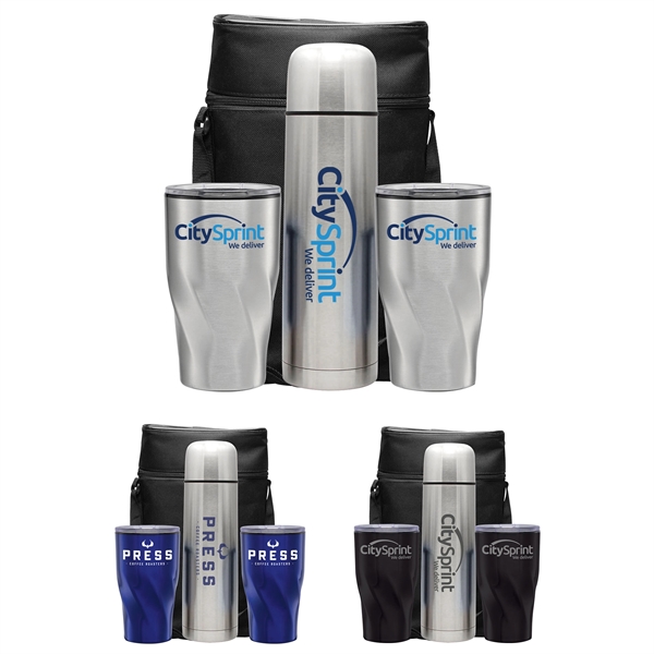 Stainless steel set with 1 liter beverage carrier, two 12 oz.... from ASI 71920 Moderne Glass Company Inc / Glass America®
