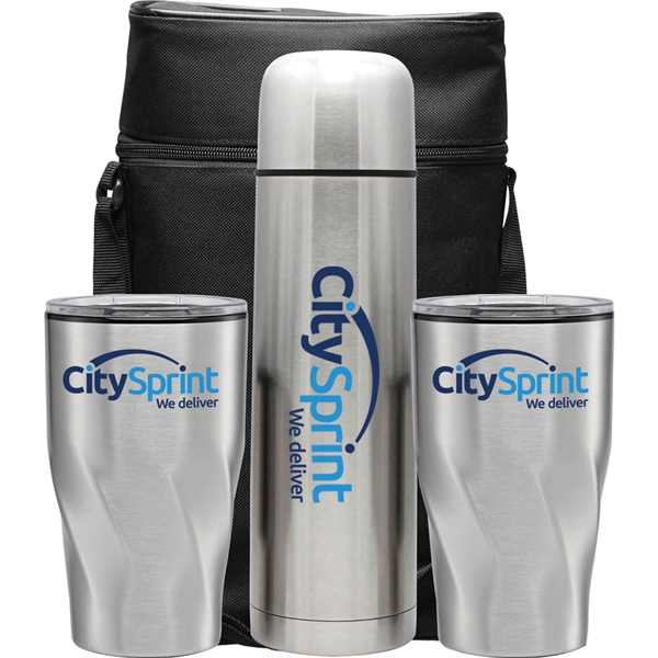 Stainless steel set with 1 liter beverage carrier, two 12 oz.... from ASI 71920 Moderne Glass Company Inc / Glass America®