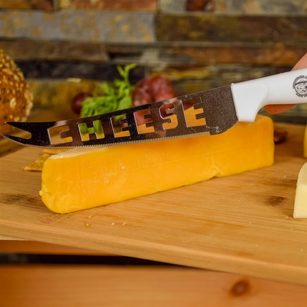 9 3/4" knife with a white plastic handle, letters that spell... from ASI 38120 Ball Pro / Diversified Quality Kitchenware